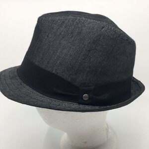 All American Stetson fedora hat black and gray chevron polyester Sz Small/Medium